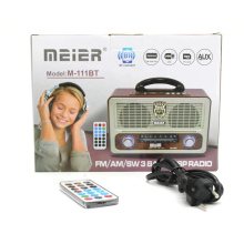 MEIER M111bt Retro Radio Am Fm Sw 3 Bands Radio Vintage Radio Rechargeable With Remote Control